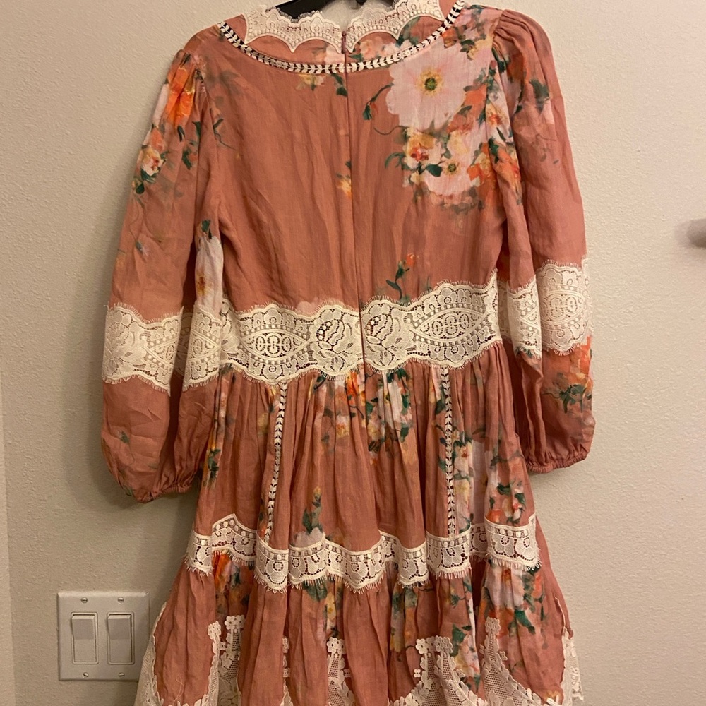 Zimmermann Everley my Lace Trim Mini Dress Sz 1 - Picture 4 of 5